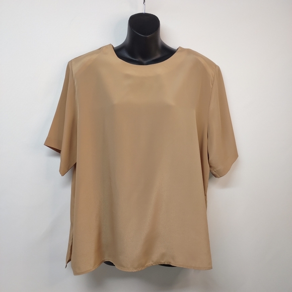 Notations Tops - Notations Vintage Silky Tan Round Neck 90s Top Blouse Size 18W